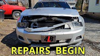 Transformation Of A Totaled 2011 Ford Mustang Convertible Begins With This Repair