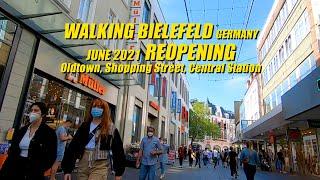 Walking BIELEFELD Oldtown, Innenstadt, Jahnplatz, Hauptbahnhof 4K - Walking Shopping Street 2021 !!