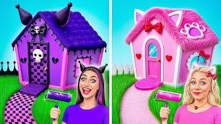 One Colored House Challenge | Hello Kitty vs Kuromi by Multi DO Smile