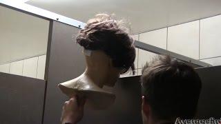 Chester The Mannequin - Peeking Into Bathroom Stalls Prank! (GUN PULLED GONE WRONG!!!)