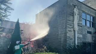 Limestone exterior building and statue architecture cleaning.