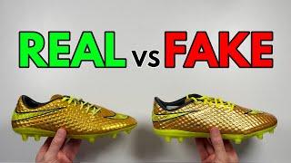 REAL VS FAKE! NIKE HYPERVENOM GOLD NEYMAR FOOTBALL BOOT COMPARISON! (CLEATS)