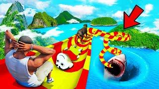 Franklin And Shinchan Doing Shark Attack Waterslide In GTA 5 Tamil