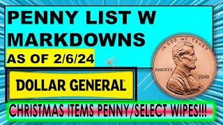 DOLLAR GENERAL PENNY LIST W MARKDOWNS 2/6/24  NEW PENNY ITEMS