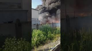 Пожар на ооо завод полимеркварц Набережные челны вид с земли