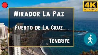 La Paz viewpoint - Mirador de La Paz - Puerto de La Cruz - Tenerife - Spain. Walk - 4K