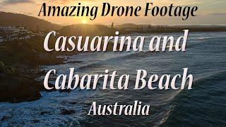 Dramatic sunset views from a drone at Casurina and Cabarita Beach in Northern NSW.