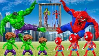 FAMILY HULK VS FAMILY SHARK SPIDERMAN 4 Rescue She Hulk, Spider Girl, Super-Girl | LIVE ACTION STORY