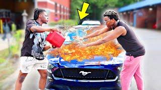 Dumping Gasoline On Cars In The Hood Prank GONE VERY WRONG!