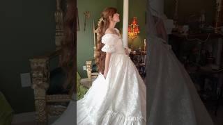 Trying on this stunning Selkie gown! Fit for a princess wedding!!