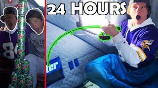 24 HOUR Ice Fishing CHALLENGE! (500 like special)