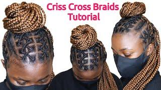 CRISS CROSS KNOTLESS BRAIDS /AFRICAN THREADING  No Rubber Band