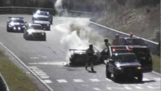 Rennabbruch VLN Race #9: Reifenplatzer Porsche Crash Nurburgring Nordschleife 2011