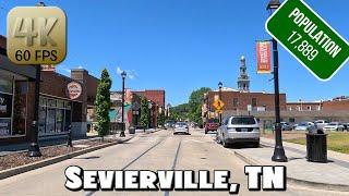 Driving Around Small Town Sevierville, TN in 4k Video