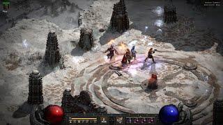 Diablo 2 Resurrected Level 99 Barb Vs the Ancients Hell at the summit of Mt. Arreat