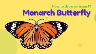 How to draw an insect - Monarch Butterfly? Easy drawing | Insect character design tutorial