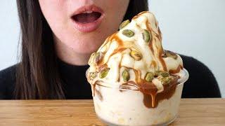 ASMR: Burnt Caramel & Pistachio Nice Cream ~ Soft Eating Sounds (No Talking)