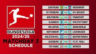 Bundesliga 2024/25 Matchday 3 - Match Schedule | Bundesliga | FootWorld 2.0