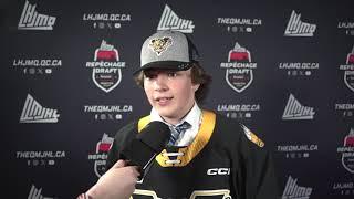 2024 QMJHL Draft : Enzo Lottin after being drafted by the Victoriaville Tigres