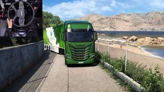 Iveco S-Way in Greece - Euro Truck Simulator 2 | Steering wheel gameplay