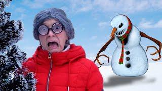 Super Granny VS Crazy Snowman in real life