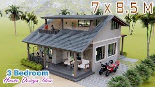 SMALL HOUSE DESIGN | 7 X 8.5 Meters | 3 bedroom Farmhouse