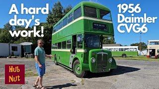 Driving a 1956 Daimler Double Decker! Manual steering, pre-selector gearbox!