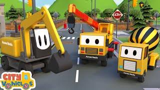 Construction Vehicles build house for Dog-Tractor, dump truck & excavator for Kids.