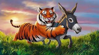 बाघ और गधे की कहानी राजा शेर ने किया अध भूत फेसला  Tiger Donkey And Grass Story,Hindi Moral Stories