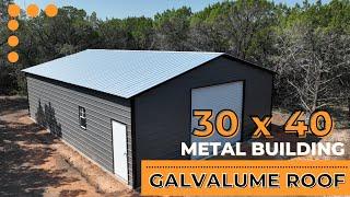 30x40 Metal Building in Glen Rose, Texas with Galvalume Roof | WolfSteel Buildings