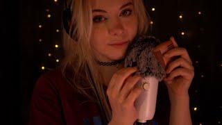 ASMR | soft cupped Whispering & slow fuzzy mic Combing - blue yeti, no rain