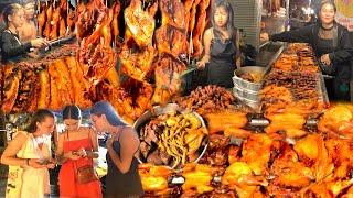 Best Popular Cambodian Street Food in the Evening | Delicious Grilled Ducks, Fish, Intestine, & More
