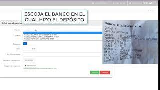 Registro de comprobante de pago via deposito bancario