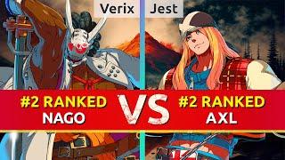 GGST ▰ Verix (#2 Ranked Nagoriyuki) vs Jest (#2 Ranked Axl). High Level Gameplay