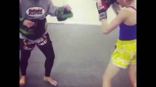 Simon Chu training Muaythai champion Amy Ince