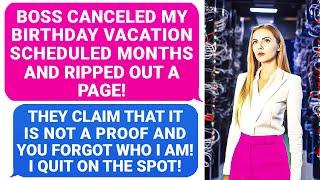 Boss CANCELED my Approved VACATION & CUT My Schedule! Owner Forgot Who I Am, I Quit On The Spot r/EP