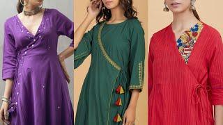 Angrakha style kurtis & anarkali dress designs \ Angrakha frock design 2021