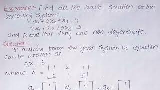 LPP: Finding "Basic Solution" of a linear system of equation and proving them as non-degenerate