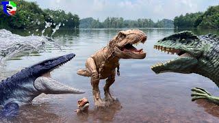 T-REX Vs GIGANOTOSAURUS Vs MOSASAURUS  Jurassic World Toys Movie| TCF CREATOR