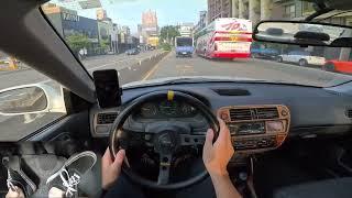 POV Manual Car Driving in the City with Pedal Cam ASMR | HONDA Civic