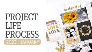 Project Life Layout January 2023 | DT Studio Calico Lots Of Love Kit Unboxing