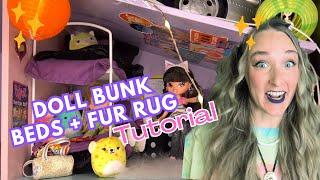 DIY - How to Make Doll Bunk Beds w/ Bedding + Cute No Sew Fur Rug for Dolls | The Moody Bratz