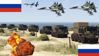 Ukrainian Fighter Jets, Drone and War Helicopters Attack on Russian Army Oil Convoy | GTA ⁵