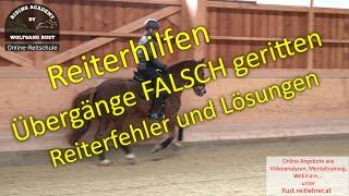 F130 Übergänge mit Pony richtig & falsch geritten. Schenkel-, Kreuz- und Zügelhilfe am Pferd erklärt