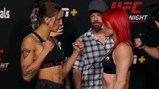 Mariya Agapova vs. Gillian Robertson - Weigh-in Face-Off - (UFC Fight Night: Sandhagen vs. Song)