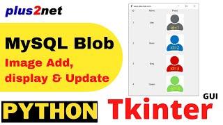 Tkinter GUI application to add, display update and delete Blob column data with image of MySQL table