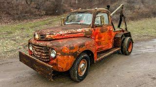 ABANDONED 1950's Tow Truck - Will it run??