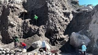 Hard Work..!!! black sand and rocks falling from the cliff