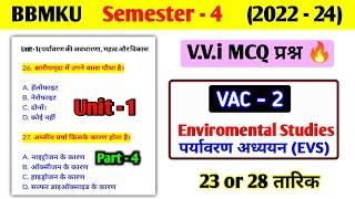 VAC - 2 Environmental studies Top MCQ।। Bbmku Semester 4 Vac 2 important MCQ questions।। VAC 2 (EVS)