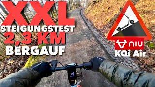 Der XXL Steigungstest - NIU KQi Air Carbon E-Scooter -  2,3 KM Bergauf - 4 Grad C -  Packt er es ?